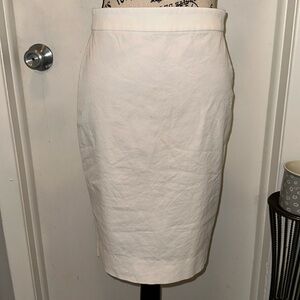 J crew Ivory pencil skirt. Sz 00. Back zipper- lined- 6” back slit